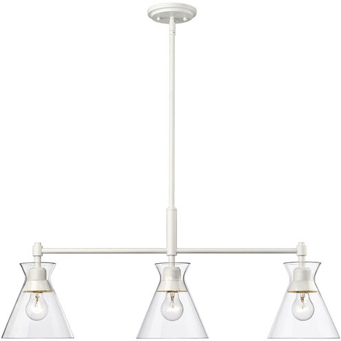 Malta 3 Light 34 inch Matte White Linear Pendant Ceiling Light
